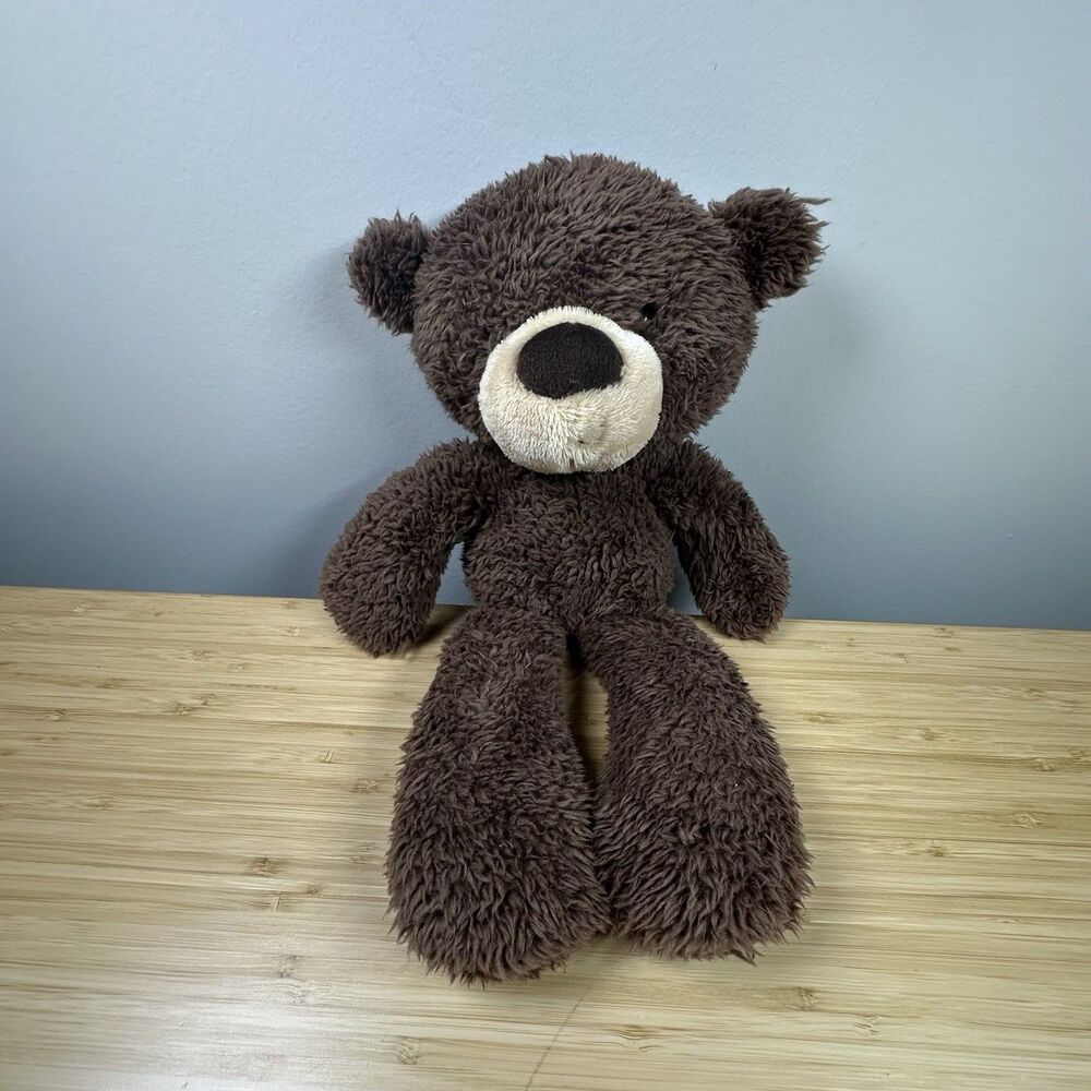 Gund Fuzzy Chocolate Brown Teddy Bear Plush 14" Soft Toy Stuffed Animal Kidcore